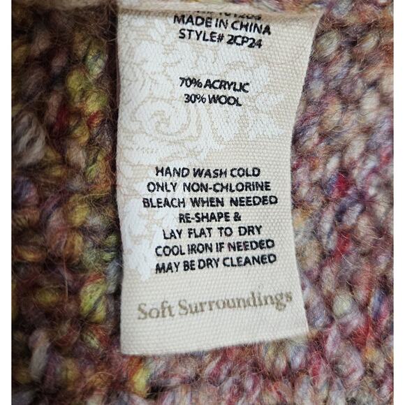 SOFT SURROUNDINGS L Sweater Multicolor Chunky Knit Long Sleeve Acrylic Wool 38" - Picture 9 of 9